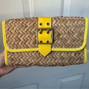 Vintage Y2K Buckle Front Gap Straw Clutch Wallet Spring Summer